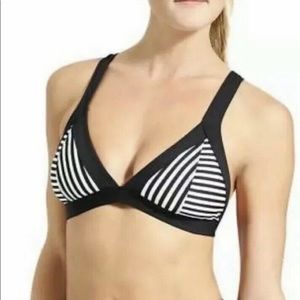 Athleta Montauk Black & White Striped Bikini sz M